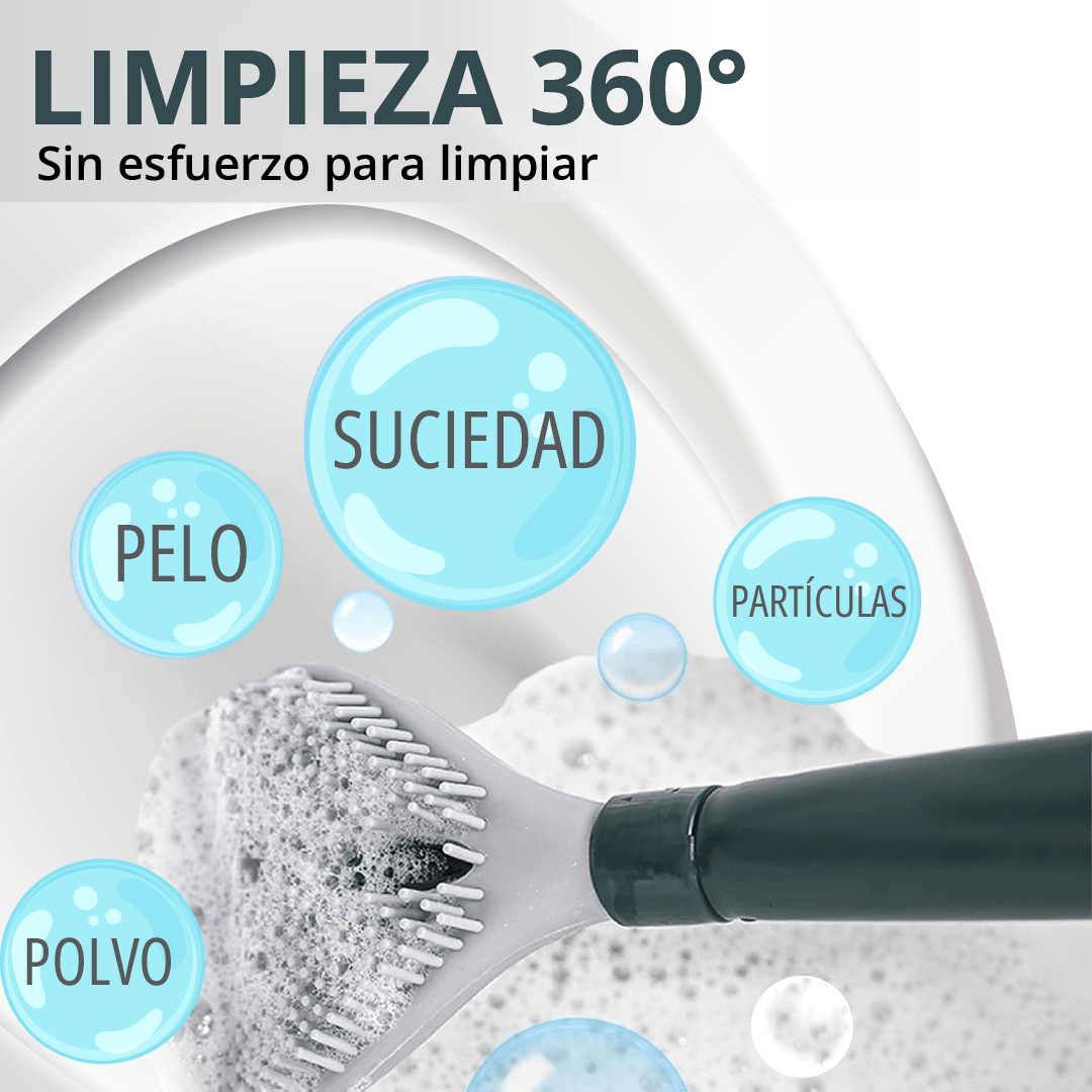 Cleanova + “Limpieza Total Sin Tocar la Suciedad.” / Cepillo inodoro con dispensador de jabón
