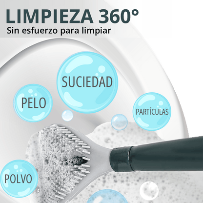 Cleanova + “Limpieza Total Sin Tocar la Suciedad.” / Cepillo inodoro con dispensador de jabón