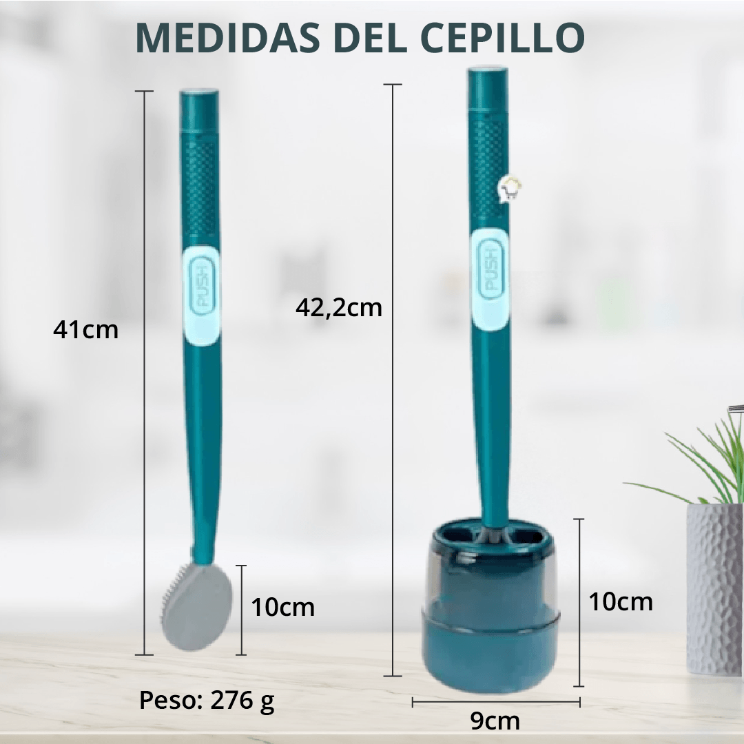 Cleanova + “Limpieza Total Sin Tocar la Suciedad.” / Cepillo inodoro con dispensador de jabón
