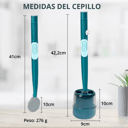 Cleanova + “Limpieza Total Sin Tocar la Suciedad.” / Cepillo inodoro con dispensador de jabón
