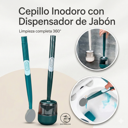 Cleanova + “Limpieza Total Sin Tocar la Suciedad.” / Cepillo inodoro con dispensador de jabón